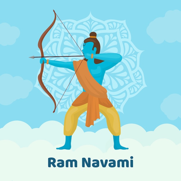 Vettore gratuito design piatto per l'evento ram navami