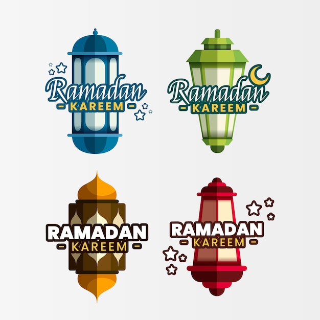 Vettore gratuito distintivi di ramadan design piatto