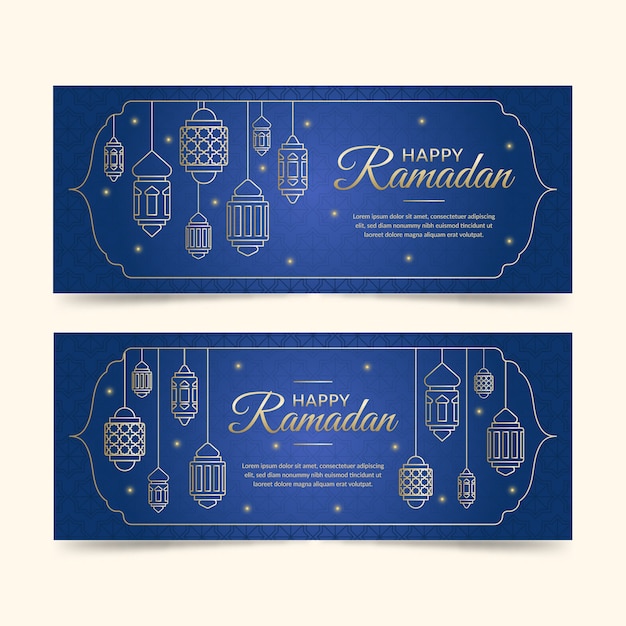 Flat design ramadan banners template