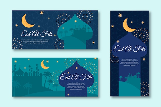 Free vector flat design ramadan banners template