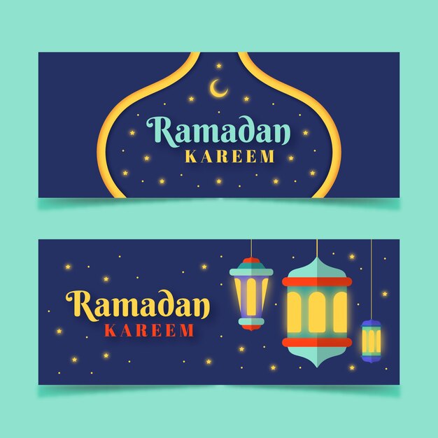 Free vector flat design ramadan banners