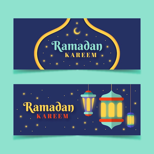Плоский дизайн баннеров Рамадан