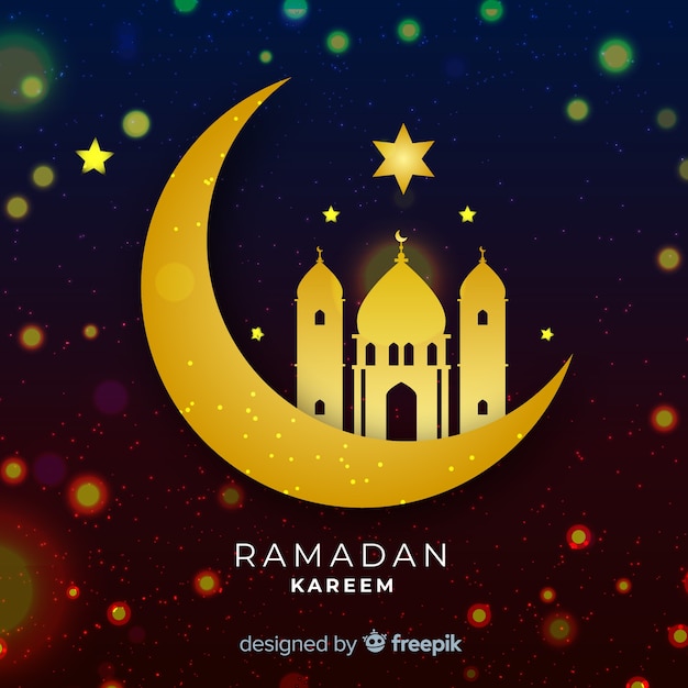 Vettore gratuito luna a mezzaluna ramadan design piatto