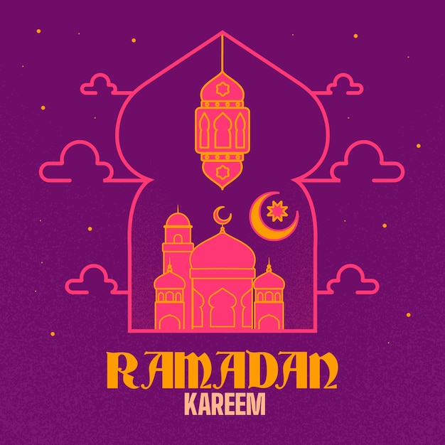 Vettore gratuito tema ramadan design piatto