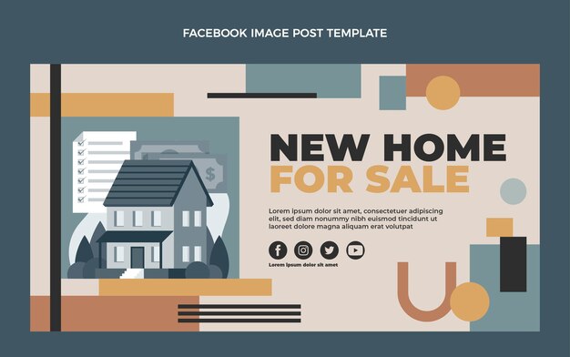 Flat design real estate facebook post