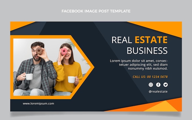 Free vector flat design real estate facebook post