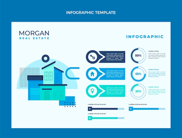 Free vector flat design real estate infographic