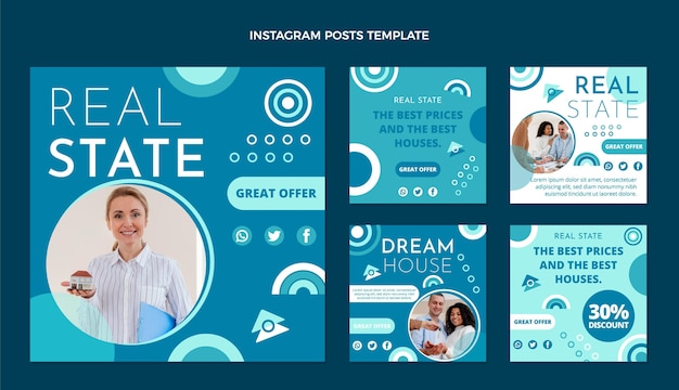 フラットデザインの不動産Instagramの投稿コレクション