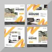 Free vector flat design real estate instagram posts