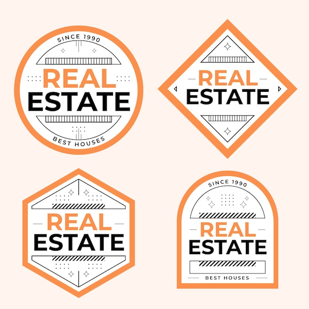 Flat design real estate labels