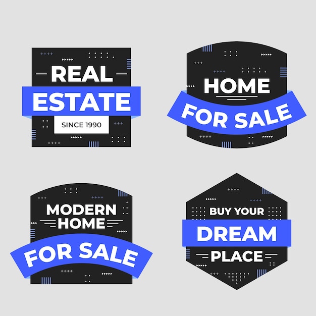 Flat design real estate  labels