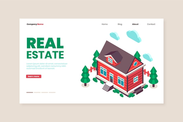 Flat design real estate landing page template