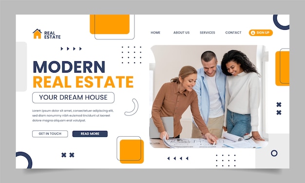 Free vector flat design real estate landing page