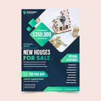 Free vector flat design real estate poster template with photo