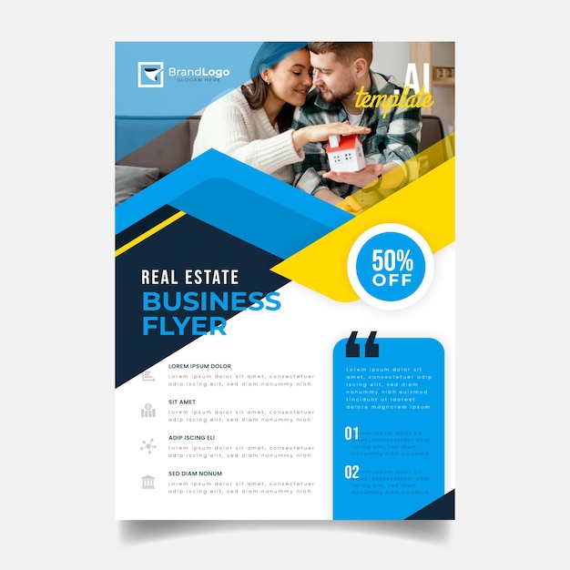 Free vector flat design real estate poster with photo