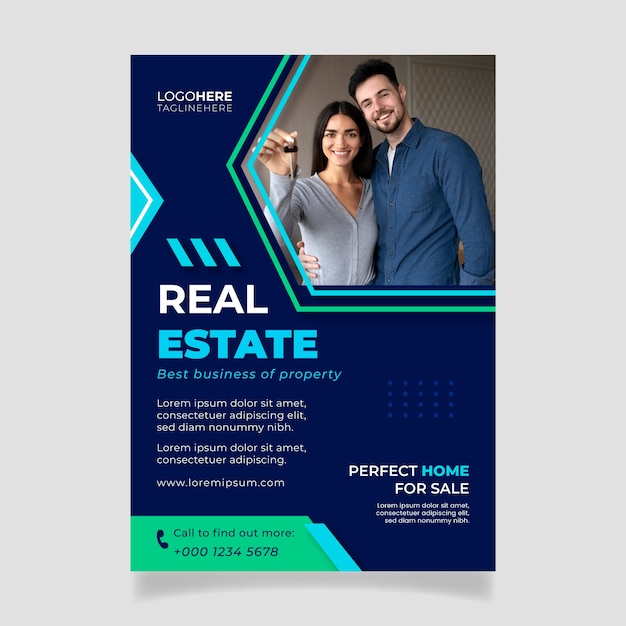 Free vector flat design real estate poster