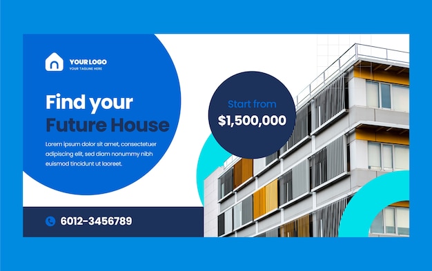 Flat design real estate project facebook template