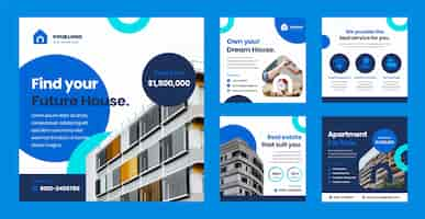 Free vector flat design real estate project instagram posts