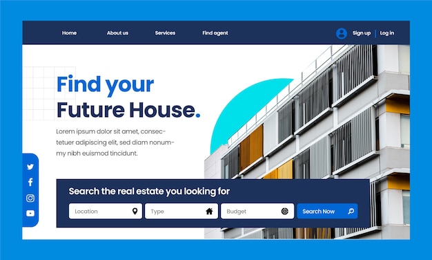 Free vector flat design real estate project landing page