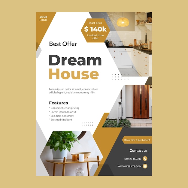 Free vector flat design real estate project poster