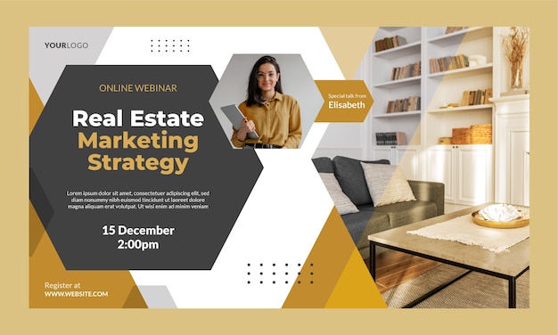 Flat design real estate project webinar