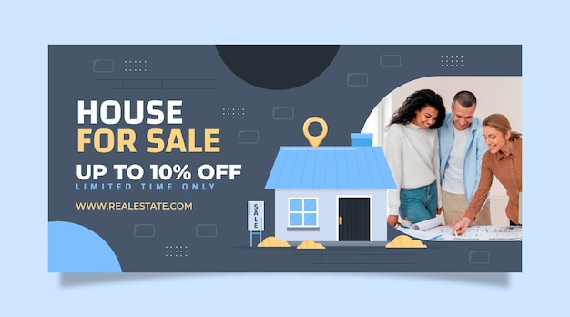 Free vector flat design real estate sale banner template