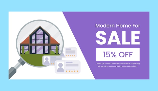 Flat design real estate sale banner