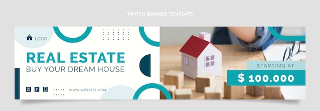 Flat design real estate twitch banner