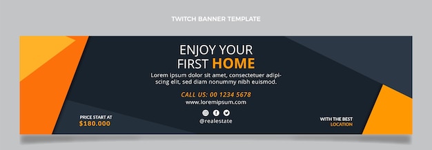 Flat design real estate twitch banner