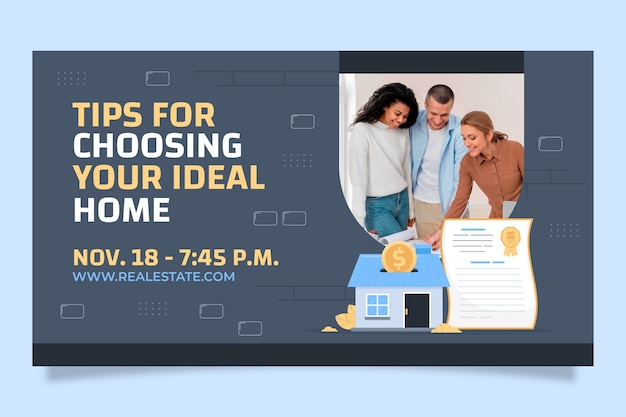 Free vector flat design real estate webinar template