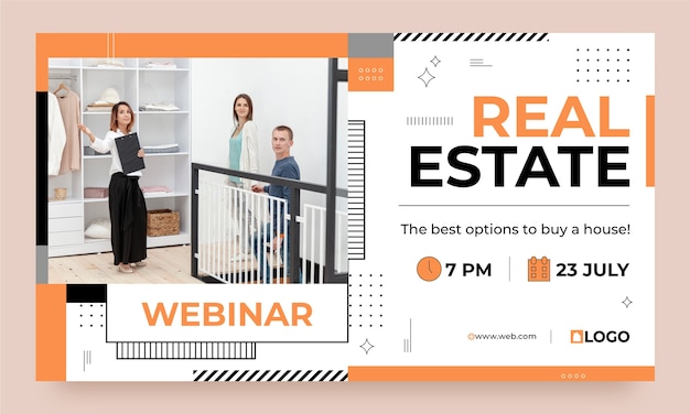 Flat design real estate webinar