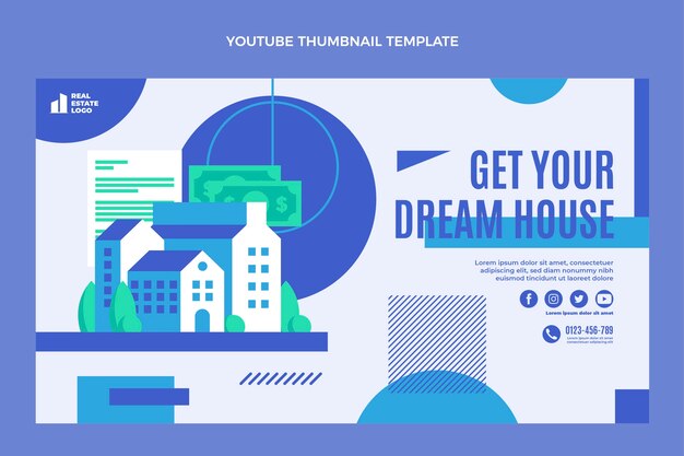Flat design real estate youtube thumbnail