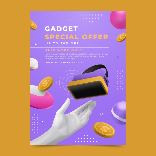 Flat design realistic sale template