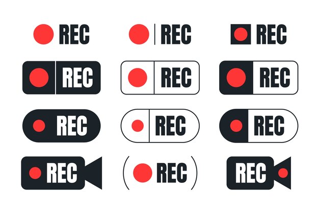 Flat design rec label set