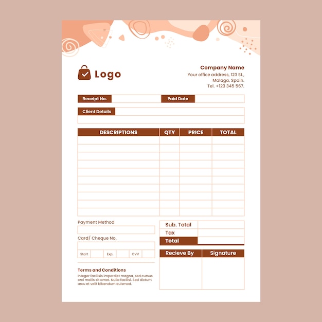 Free vector flat design receipt book template