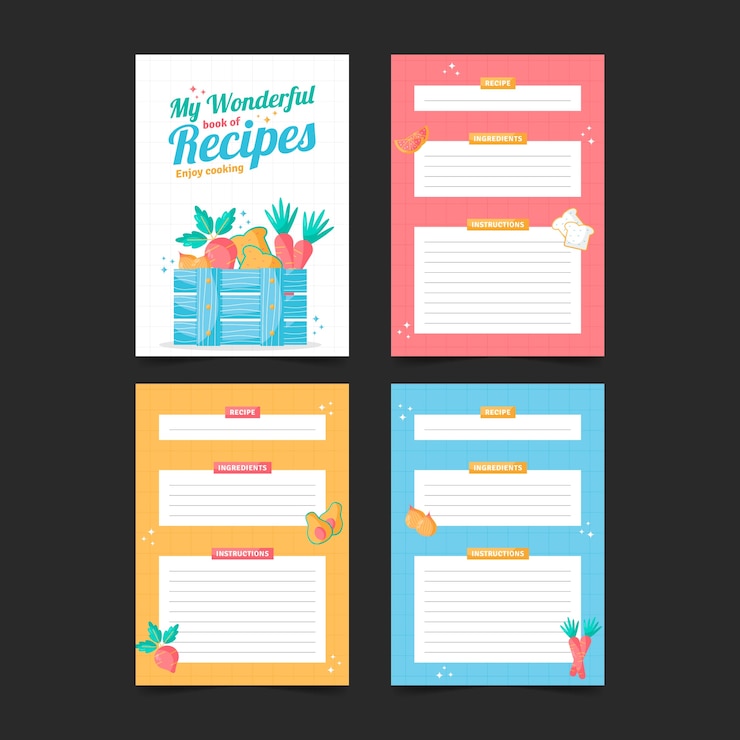 Free Vector flat design recipe book design