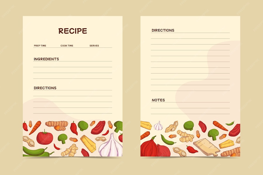 Premium Vector Flat design recipe list template Premium Vector Flat design recipe list template