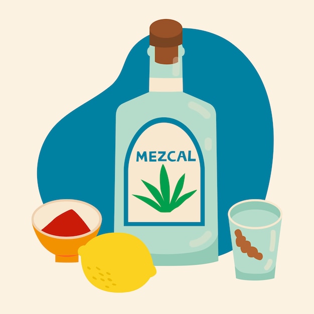 Design piatto rinfrescante illustrazione mezcal