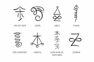 Free vector flat design reiki icons