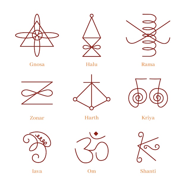 Free vector flat design reiki icons