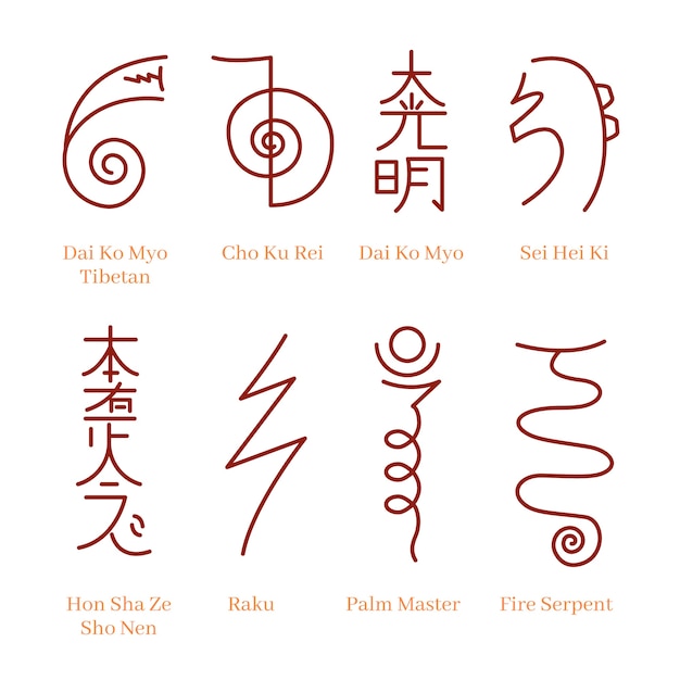 Flat design reiki icons