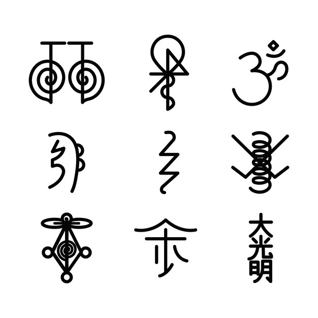 Flat design reiki symbol set