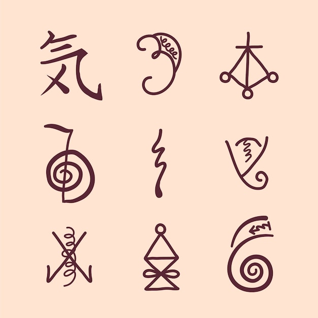 Flat design reiki symbols