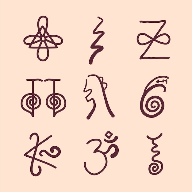 Flat design reiki symbols