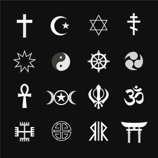 Коллекция религиозных символов в плоском дизайне
