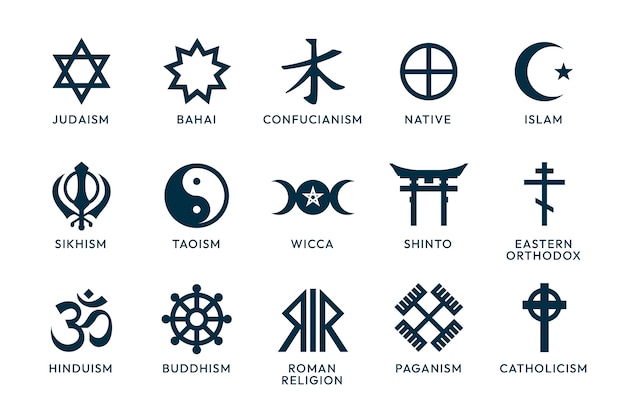 Flat design religious symbol collection