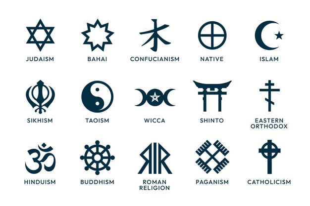 평면 디자인 종교 기호 컬렉션