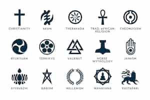 Free vector flat design religious symbol collection