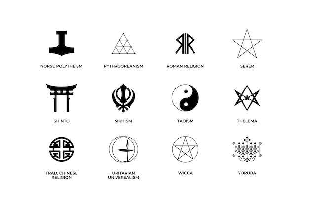 フラットデザインの宗教的なシンボルコレクション