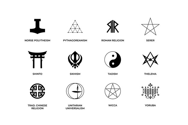 フラットデザインの宗教的なシンボルコレクション